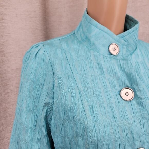 Ethyl Swing Jacket Spring Coat Blue Fit and Flare Pleated 3/4 Sleeves Women's S - Picture 4 of 11